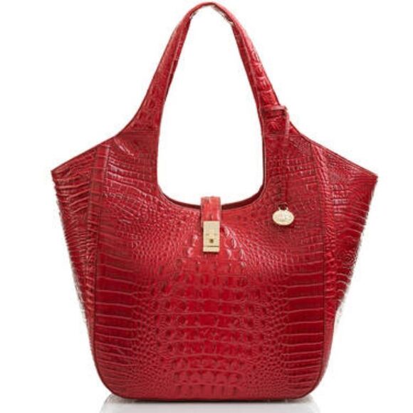 Brahmin Melbourne Large Market Tote in Ember ♥️ (Metallic Red) - Picture 3 of 12